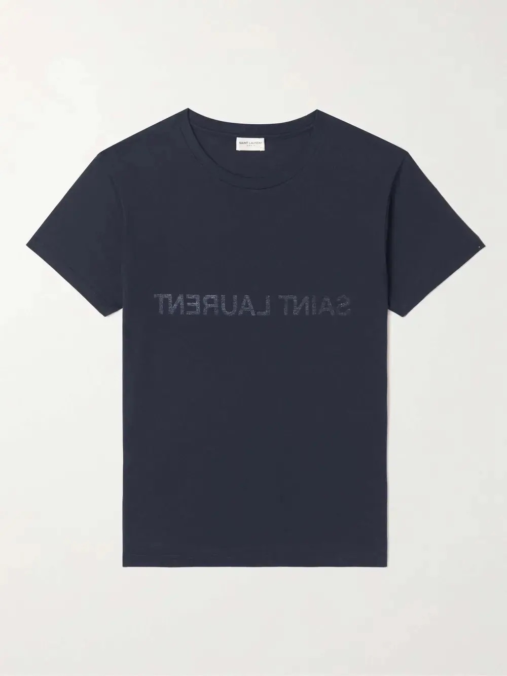 Saint Laurent Navy Tonal Logo unisex Crew T-Shirt